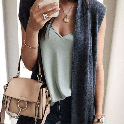 Colorful Knit Sleeveless Cardigan Vest for Chic Casual Style