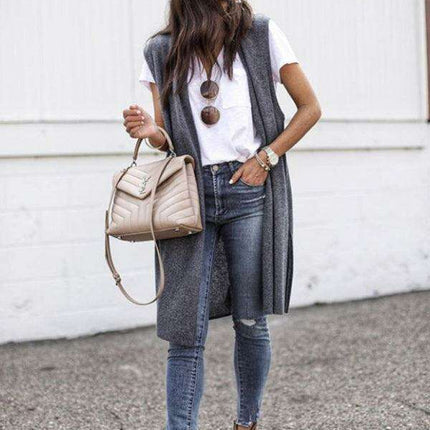 Colorful Knit Sleeveless Cardigan Vest for Chic Casual Style