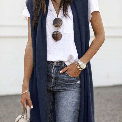 Colorful Knit Sleeveless Cardigan Vest for Chic Casual Style