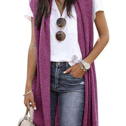 Colorful Knit Sleeveless Cardigan Vest for Chic Casual Style