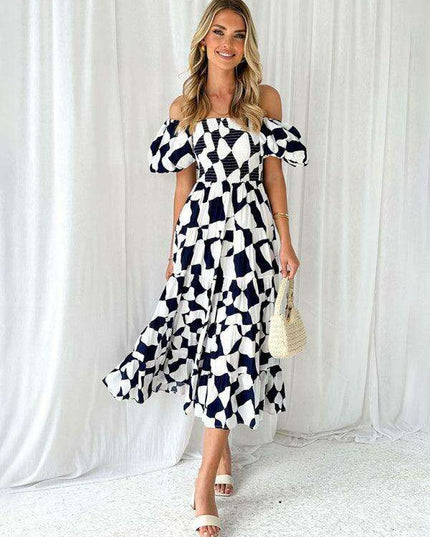 Floral Charm Boat Neck Dress - Chic Spring-Summer Essential