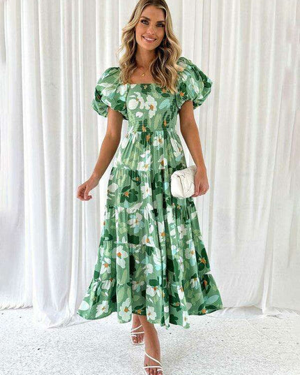 Floral Charm Boat Neck Dress - Chic Spring-Summer Essential