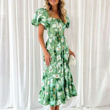 Floral Charm Boat Neck Dress - Chic Spring-Summer Essential