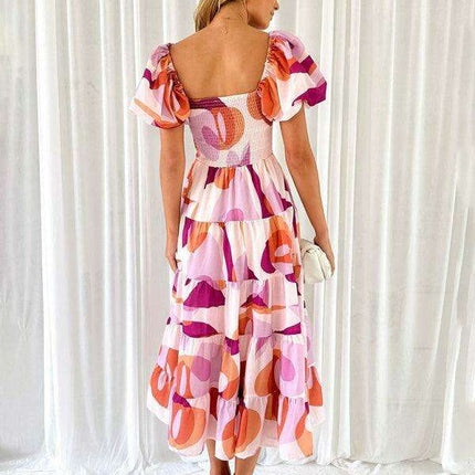 Floral Charm Boat Neck Dress - Chic Spring-Summer Essential