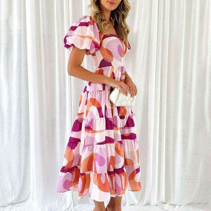 Floral Charm Boat Neck Dress - Chic Spring-Summer Essential