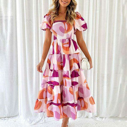 Floral Charm Boat Neck Dress - Chic Spring-Summer Essential