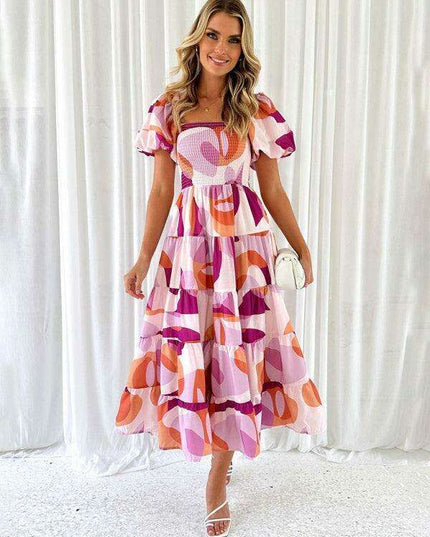 Floral Charm Boat Neck Dress - Chic Spring-Summer Essential