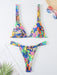 Floral Print Split Backless Bikini Set for Women