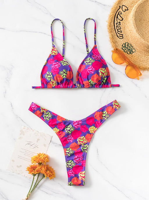 Vibrant Floral Print Bikini Set with Skirt - Seasonal Elegance