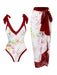 Resort Chic: Women's Knit Suspender Bikini Set with Wrap Skirt - Stylish Beachwear Ensemble
