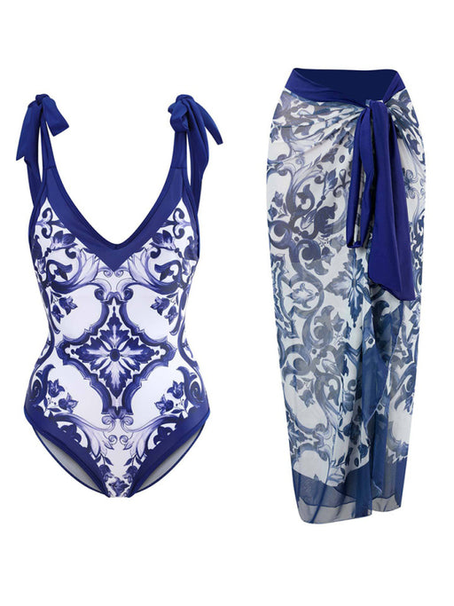 Beach Babe: Women's Suspender Bikini Set with Wrap Skirt - Fashionable Beachwear Set for Women