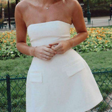 Chic Summer Tube Top Sundress with Functional Patch Pockets for Women - Ideal for Warm Weather Adventures