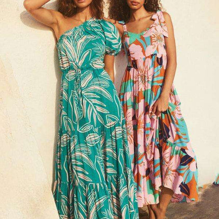 Bohemian Floral Off-Shoulder Maxi Dress - Stylish Holiday Ensemble