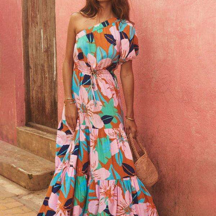 Bohemian Floral Off-Shoulder Maxi Dress - Stylish Holiday Ensemble
