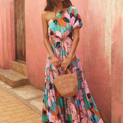Bohemian Floral Off-Shoulder Maxi Dress - Stylish Holiday Ensemble