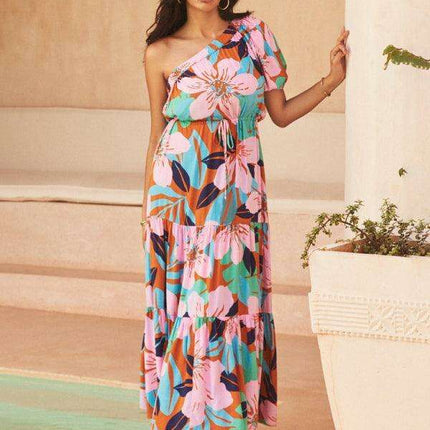 Bohemian Floral Off-Shoulder Maxi Dress - Stylish Holiday Ensemble