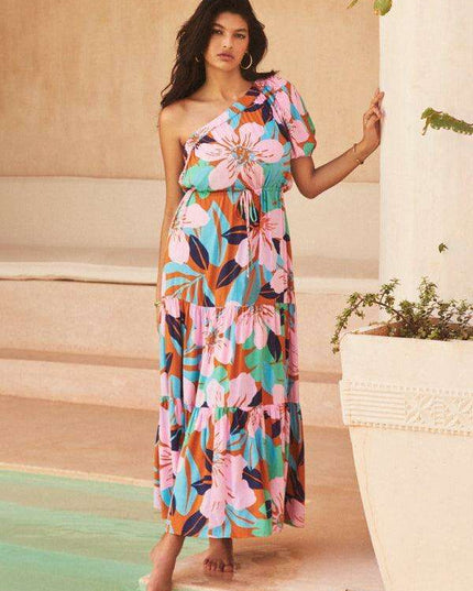 Bohemian Floral Off-Shoulder Maxi Dress - Stylish Holiday Ensemble
