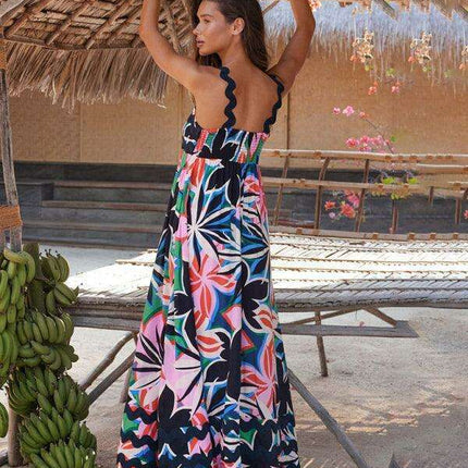 Bohemian Charm Suspender Maxi Dress for Women