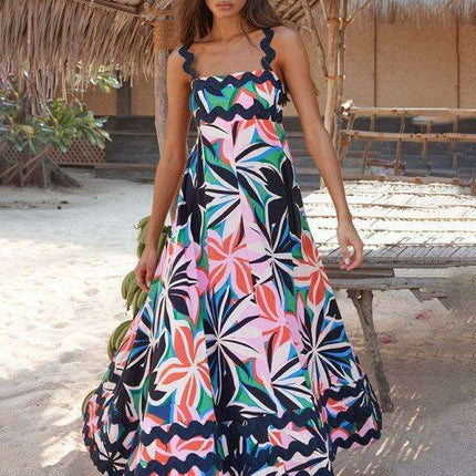 Bohemian Charm Suspender Maxi Dress for Women