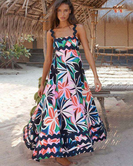 Bohemian Charm Suspender Maxi Dress for Women