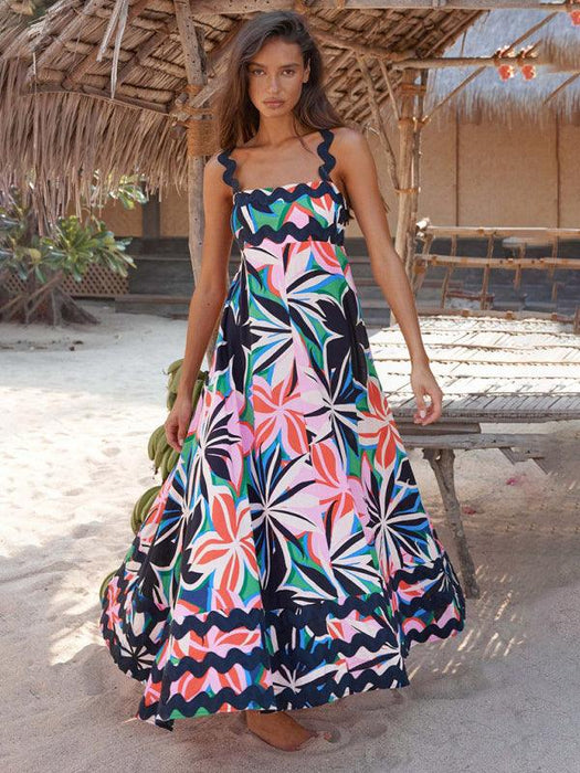 Bohemian Charm Suspender Maxi Dress for Women