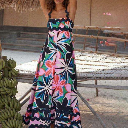 Bohemian Charm Suspender Maxi Dress for Women