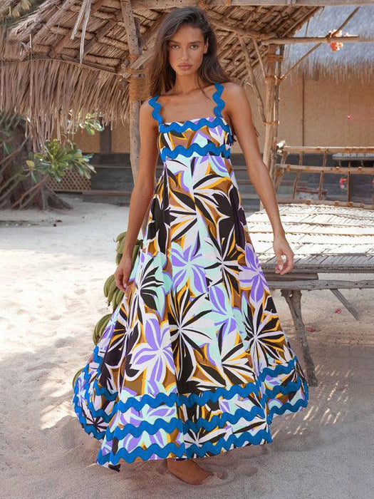 Bohemian Charm Suspender Maxi Dress for Women