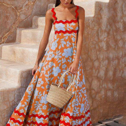 Bohemian Charm Suspender Maxi Dress for Women