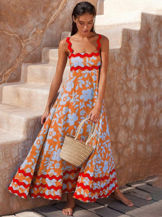 Bohemian Charm Suspender Maxi Dress for Women