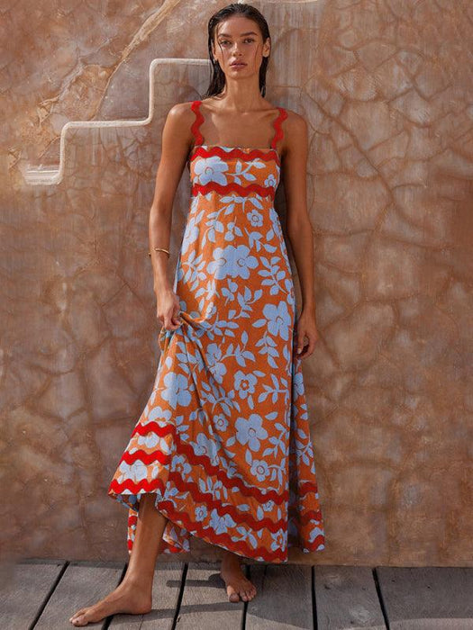 Bohemian Charm Suspender Maxi Dress for Women