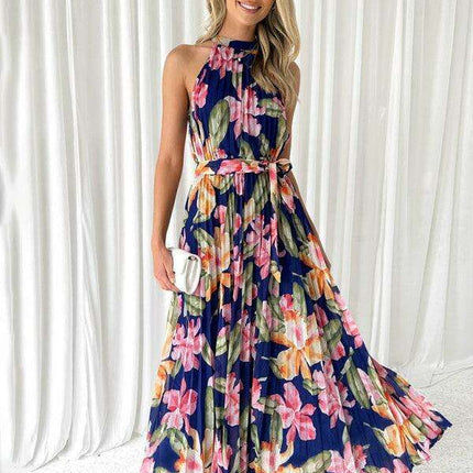 Bohemian Halterneck Swing Dress with Unique Print for Effortless Elegance