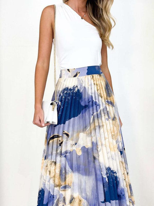 Bohemian Printed Draped A-Line Skirt