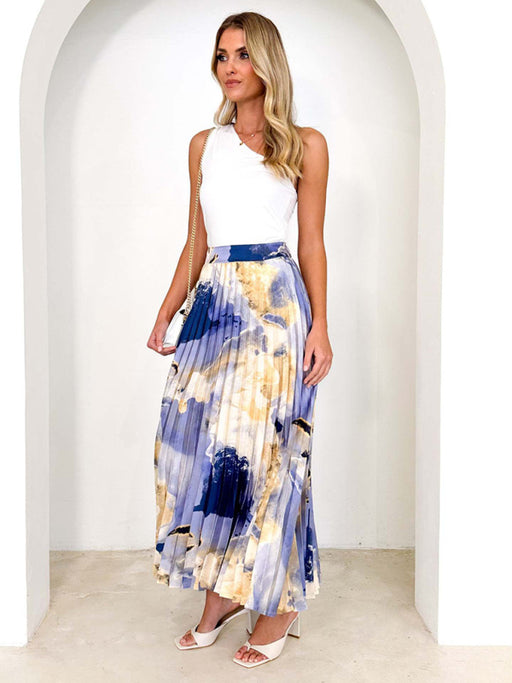 Bohemian Printed Draped A-Line Skirt
