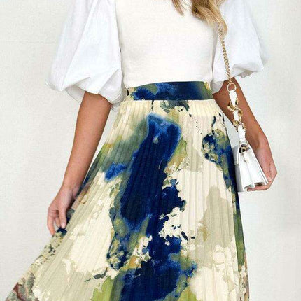 Bohemian Elegance Pleated A-Line Skirt