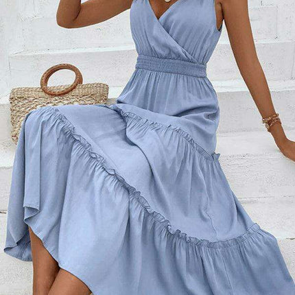 Colorful Rayon Suspender Dress - Women's Casual Elegance