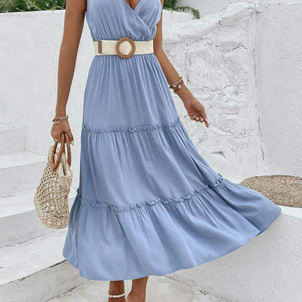 Colorful Rayon Suspender Dress - Women's Casual Elegance