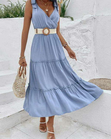 Colorful Rayon Suspender Dress - Women's Casual Elegance