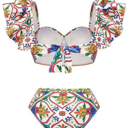 Enamel Blossom Ruffle Beach Swimsuit - Chic Summer Essential
