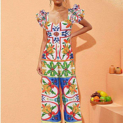 Enamel Blossom Ruffle Beach Swimsuit - Chic Summer Essential