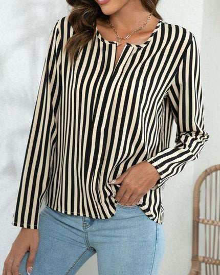 Chic Striped Round Neck Blouse - Effortless Everyday Style