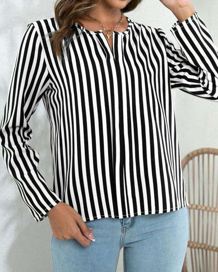 Chic Striped Round Neck Blouse - Effortless Everyday Style