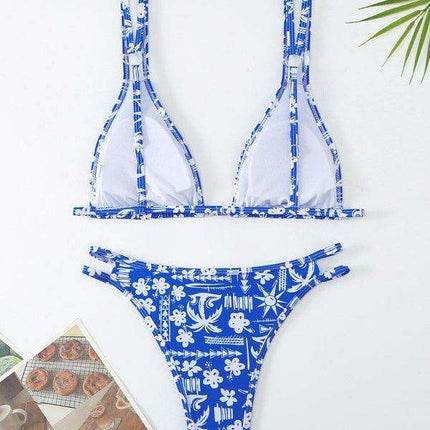 Floral Elegance Double Strap Bikini Set for Women