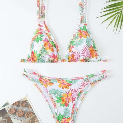 Floral Elegance Double Strap Bikini Set for Women