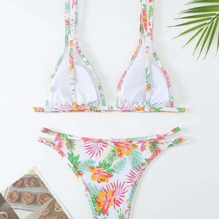 Floral Elegance Double Strap Bikini Set for Women