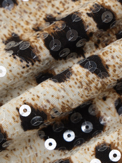 Leopard Print Sequin Suspender Dress - Versatile Glamour Statement
