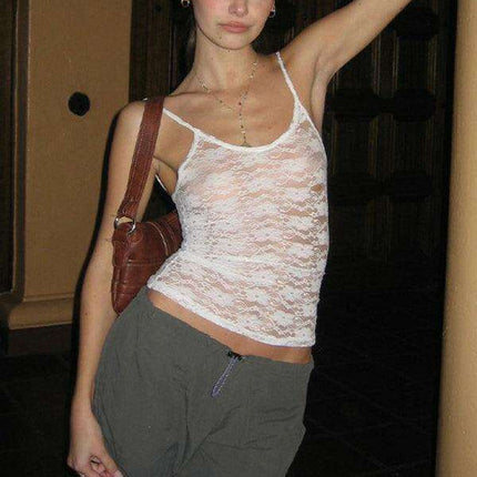 Enchanting Lace-Up Camisole Ensemble with Garter and Suspender Details