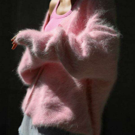 Chic Comfort V-Neck Cozy Oversized Knit Cardigan - Women's Sweater