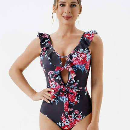 Elegant Floral Backless Women's Swimsuit