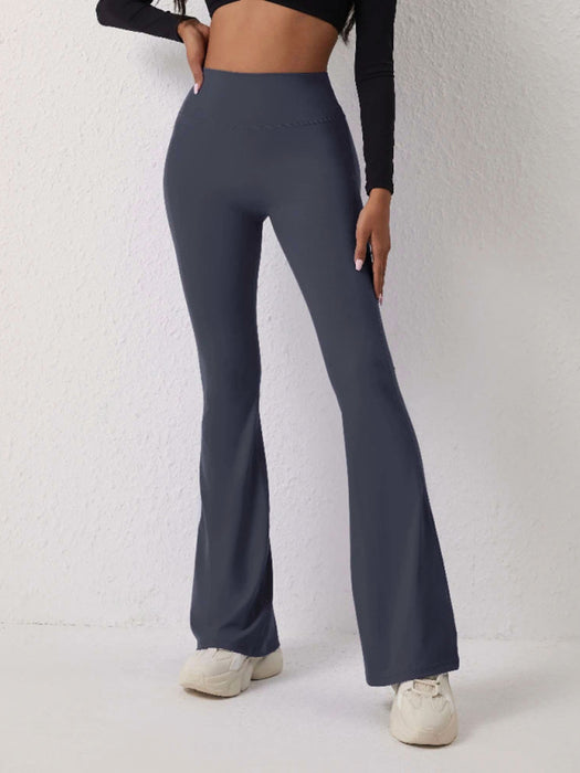 Peach High-Waisted Flared Yoga Leggings with Butt-Lift Effect