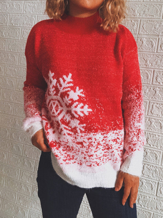 Winter Wonderland Festive Snowflake Knit Christmas Sweater for Women